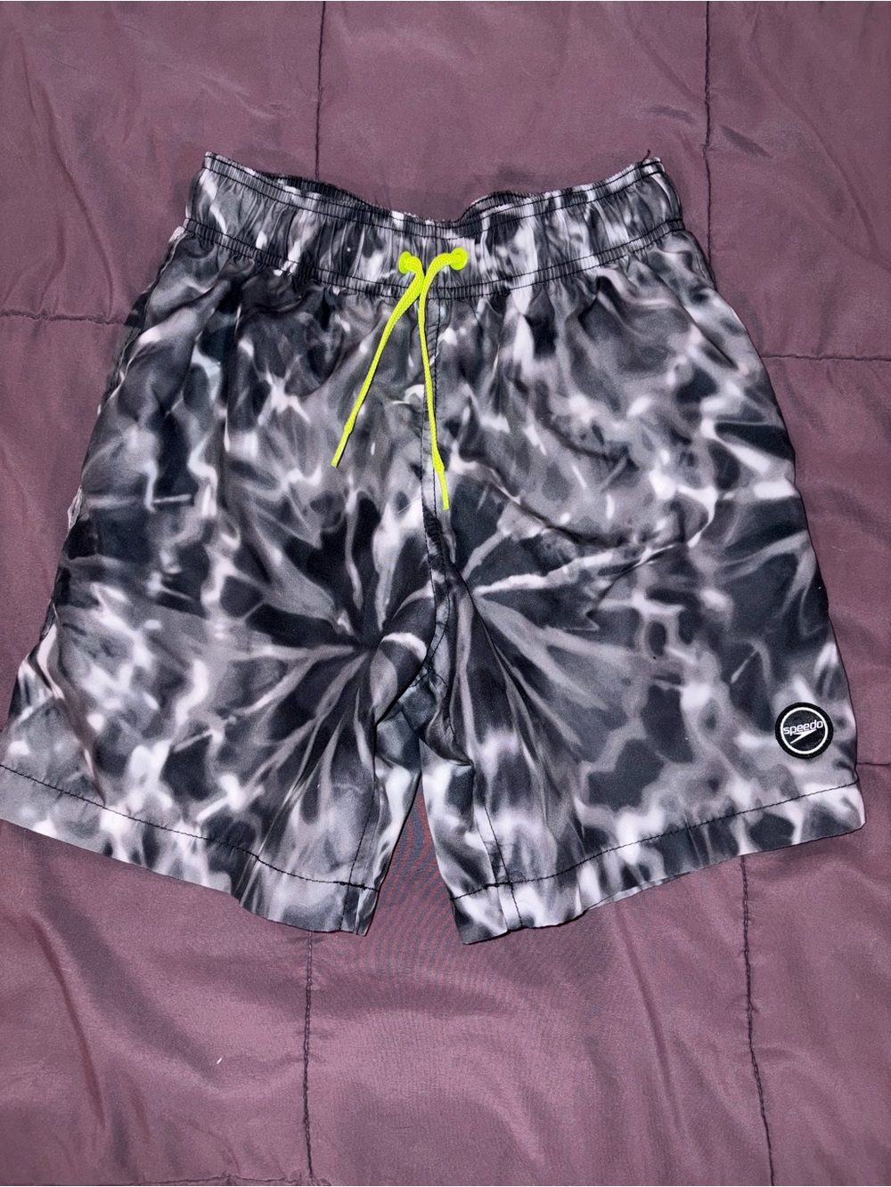 Speedo Boys Black & Gray Tie-Dye Swim Shorts
